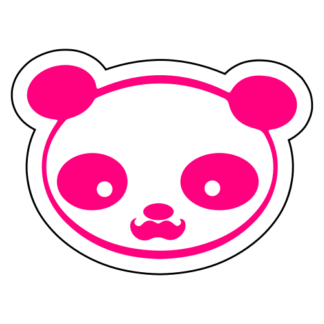 Young Panda Funny Moustache Sticker (Hot Pink)